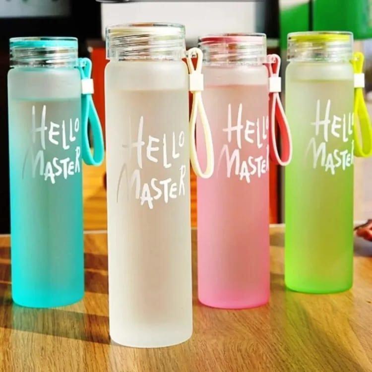 Portable Drinkware Frosted Glass Water Bottle